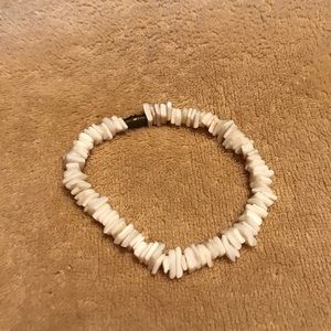 White Squared Hawaiian puka shell ankle bracelet
